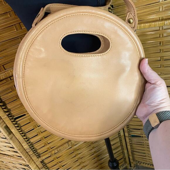 Anthropologie Tan Sheepskin supple soft Leather Crossbody Bag with studs - Picture 4 of 9